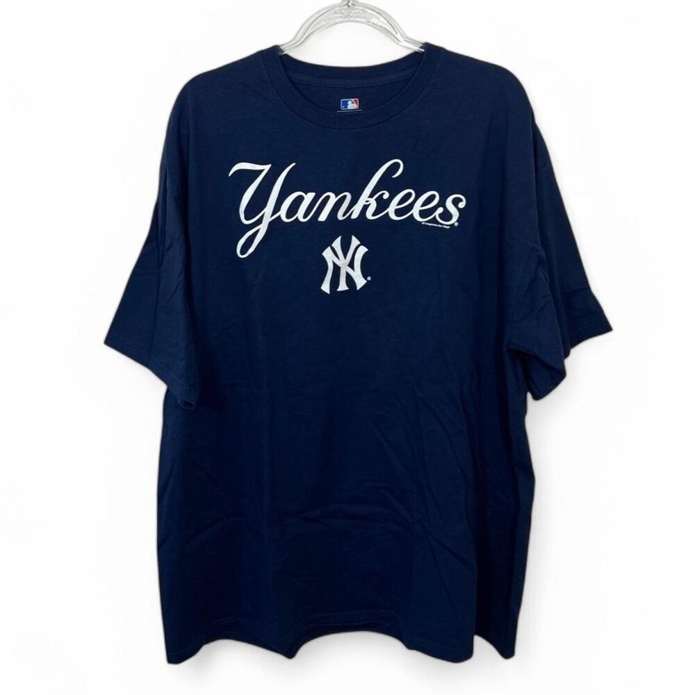 New York Yankees T-Shirt Navy Blue MLB Logo Print‎